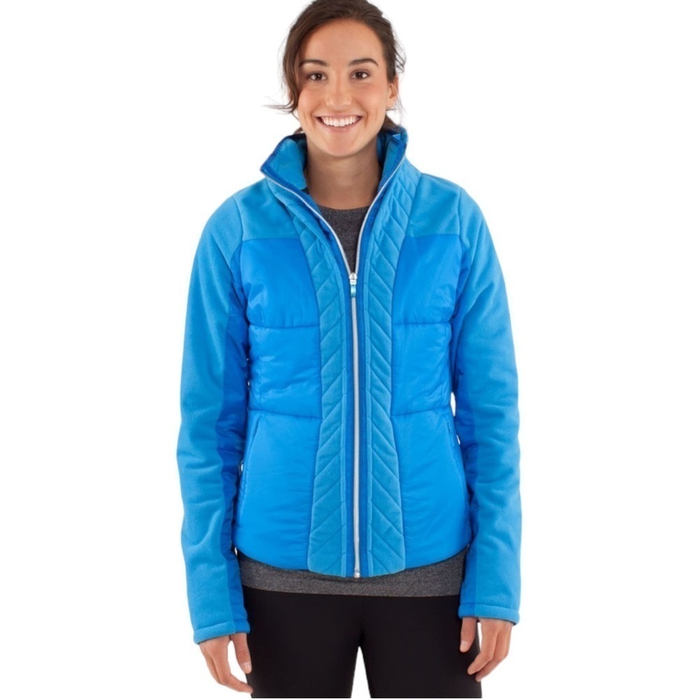 Lululemon St. Moritz Beaming Blue Quilted Fleece Jacket Size 8